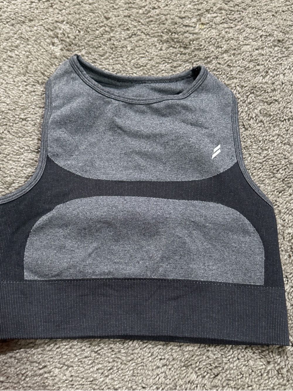 Grey & Black Seamless Sports Bra with Small Logo